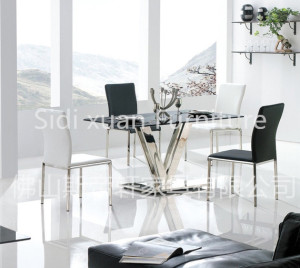 6 People Modern Stainless Steel Dining Table with Dining Chair