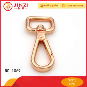 Fashion Rose Gold Zinc Alloy Metal Snap Hook for Handbags